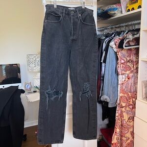 AGOLDE Relaxed High Rise Ripped Black Jeans Size 26